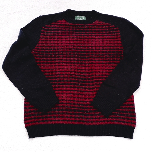 Woolrich Men's Vintage Ruby Plaid Crew Neck Wool Blend Sweater size medium red - Picture 1 of 4